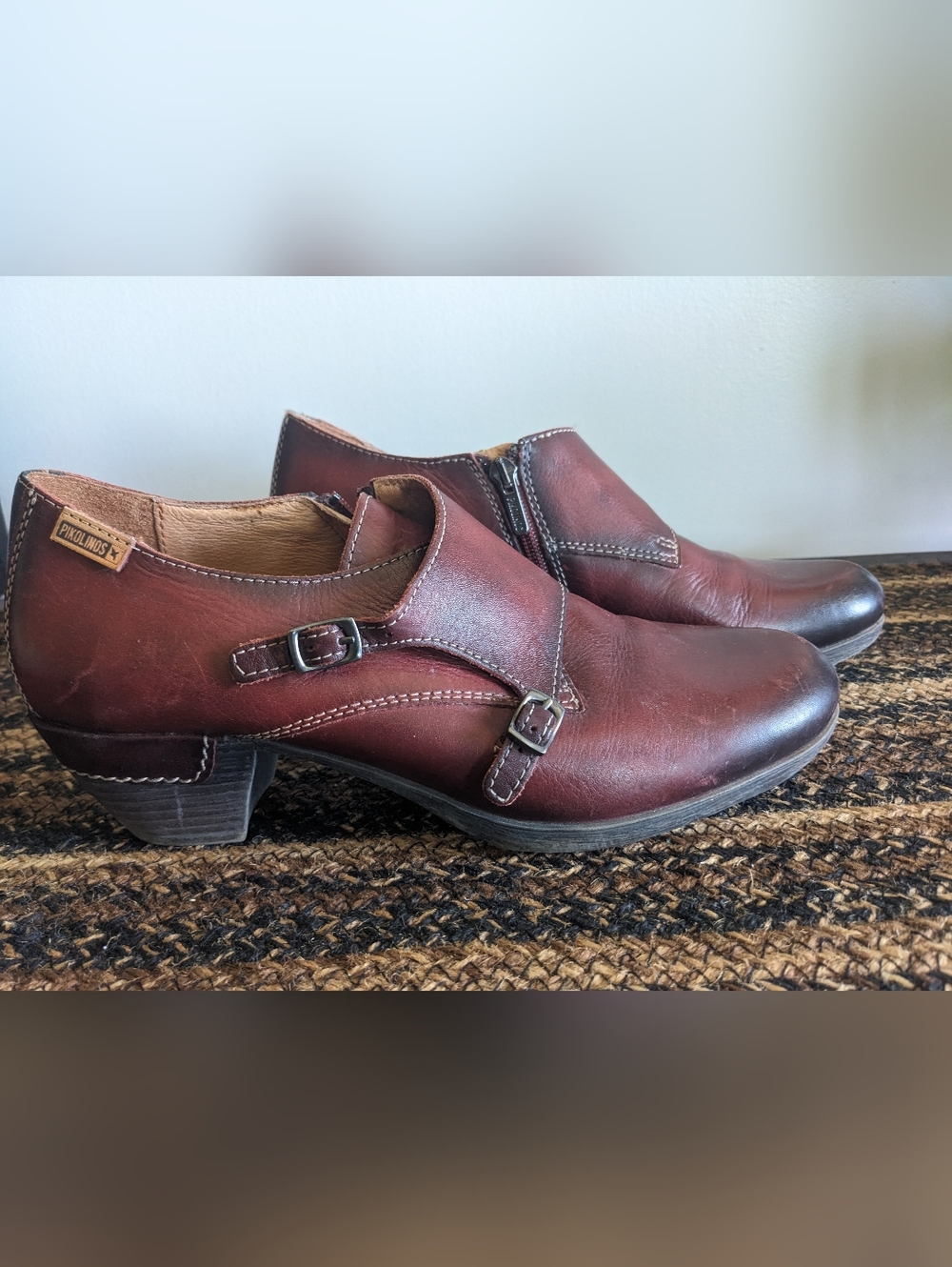 Pikolinos women’s leather shoes - Double Monk Straps Size Eu 40